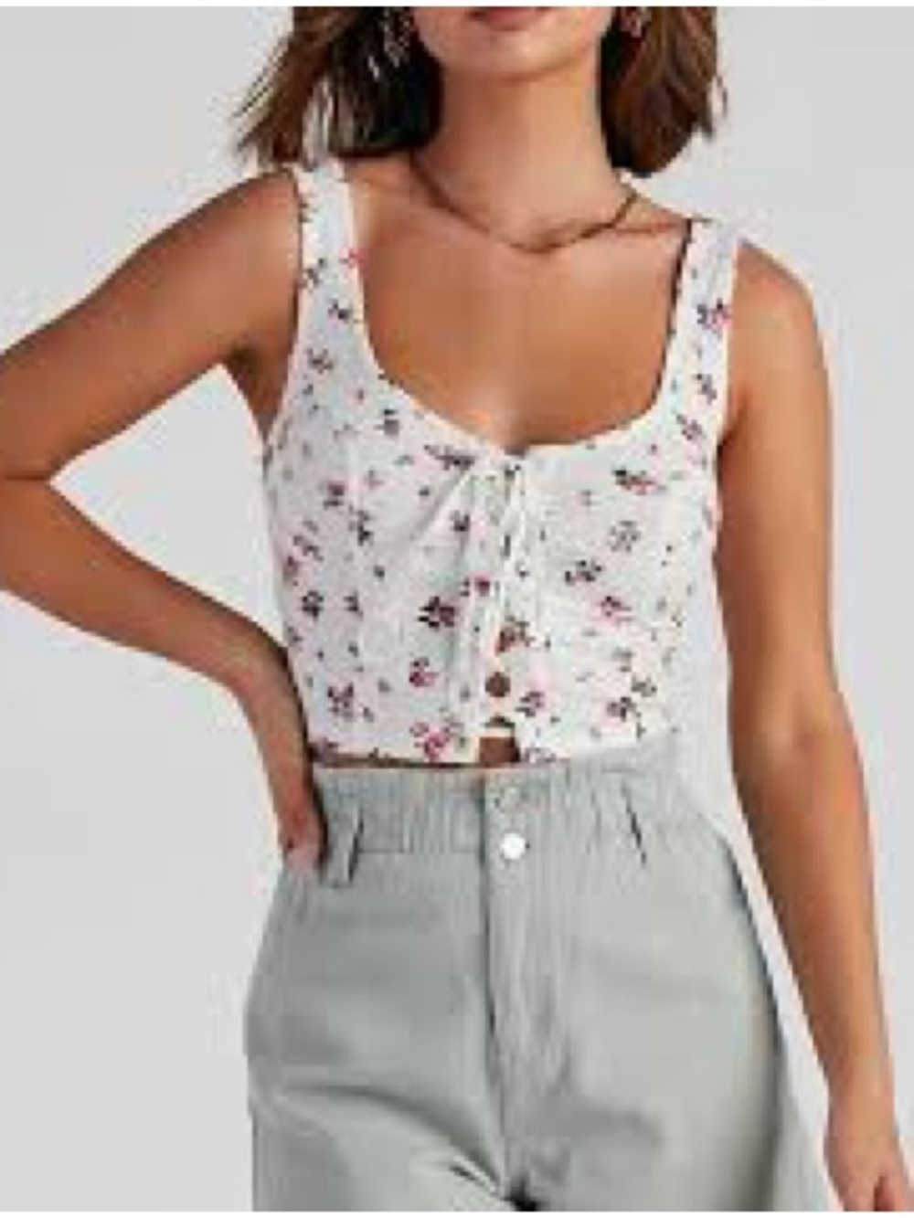 NWOT Windsor White Ribbed Lace-Up Tank